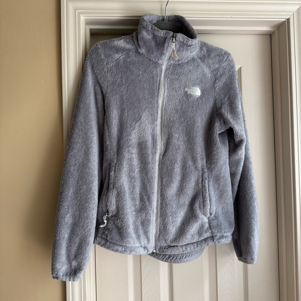 The North Face Osito Fleece Jacket Womens Medium Gray Fuzzy Sherpa Full Zip GUC